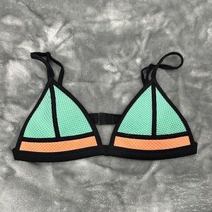 Triangl Teal and Orange Bikini Top, Medium